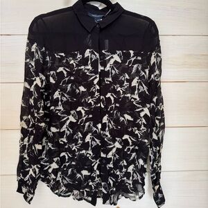 French Connection Monochrome Sheer Blouse